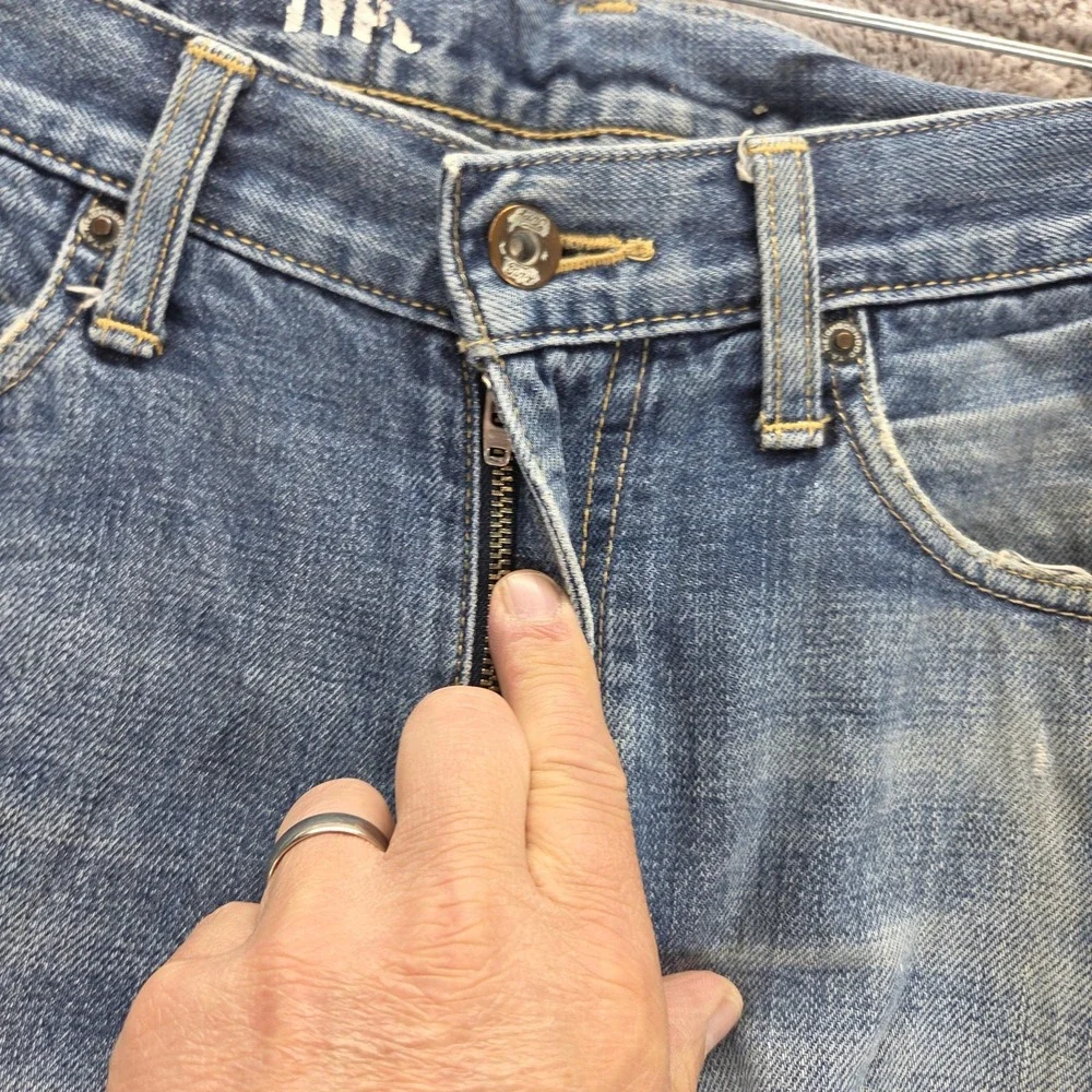 Neighborhood Jeans Mens Blue Selvedge Straight Thrashed Honeycomb Fits 31x26